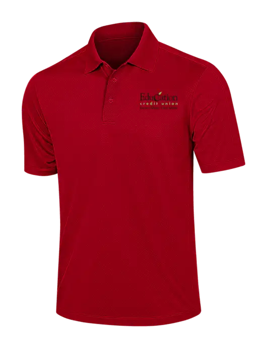 Red Diamond Textured Jacquard Polo w/Education Credit Union Logo
