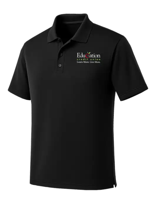 Black Dry Zone UV Micro Mesh Polo w/Education Credit Union Logo