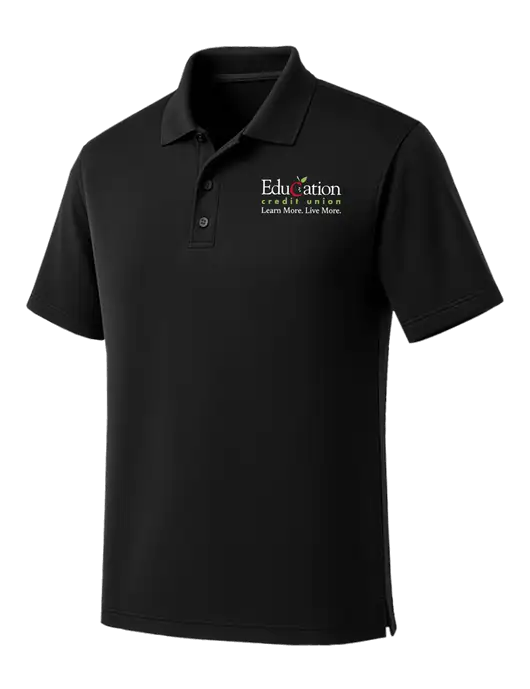 Black Dry Zone UV Micro Mesh Polo w/Education Credit Union Logo