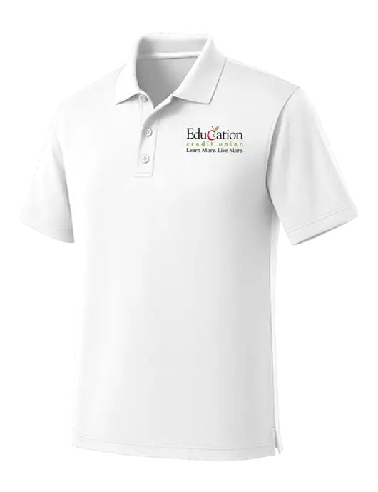 White Dry Zone UV Micro Mesh Polo w/Education Credit Union Logo