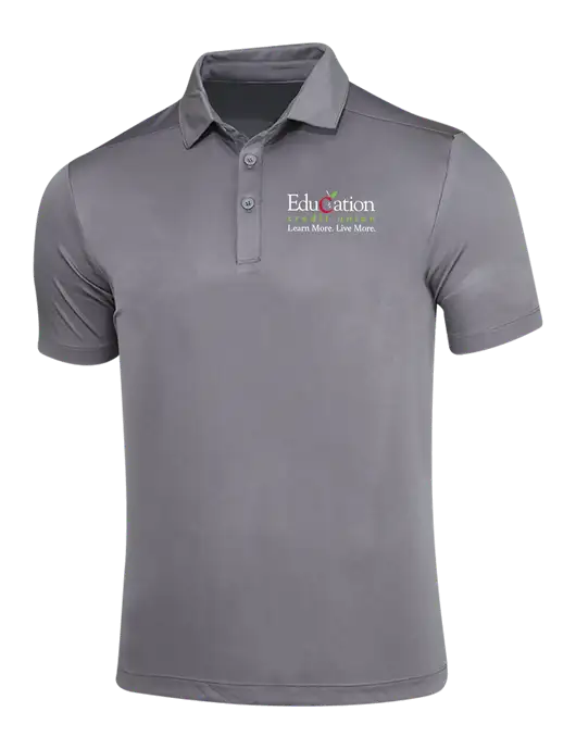 Dark Smoke Grey Posi-UV Pro Polo w/Education Credit Union Logo