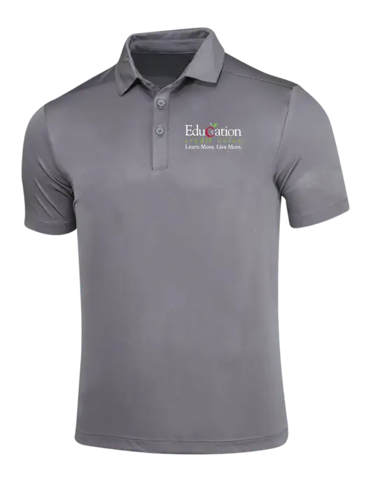 Dark Smoke Grey Posi-UV Pro Polo w/Education Credit Union Logo