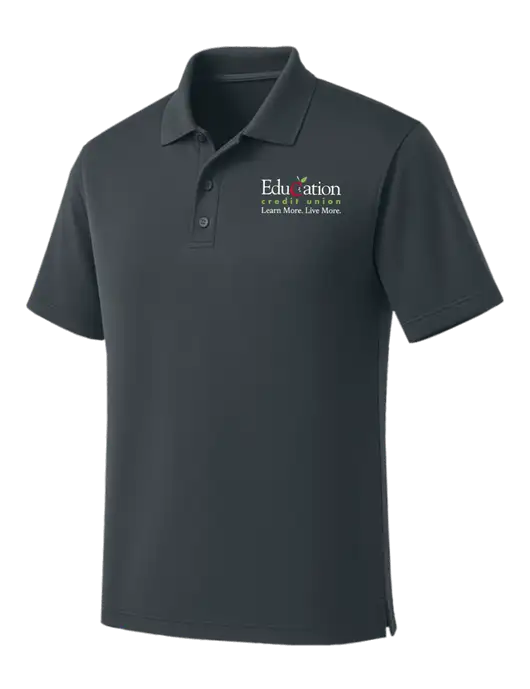 Dark Grey Dry Zone UV Micro Mesh Polo w/Education Credit Union Logo