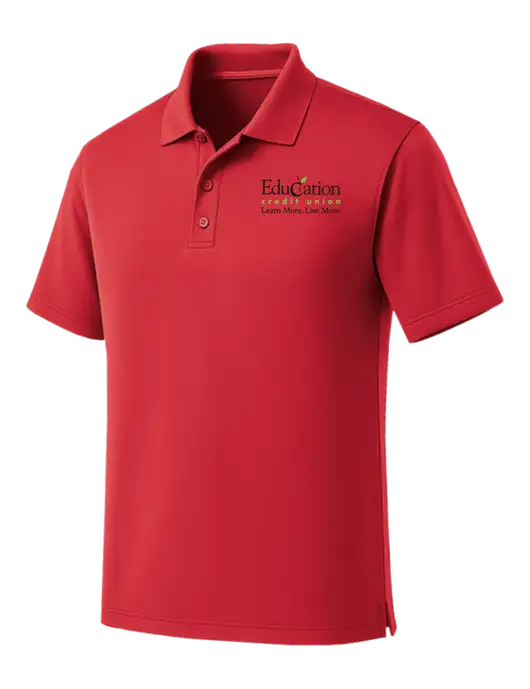 Red Dry Zone UV Micro Mesh Polo w/Education Credit Union Logo