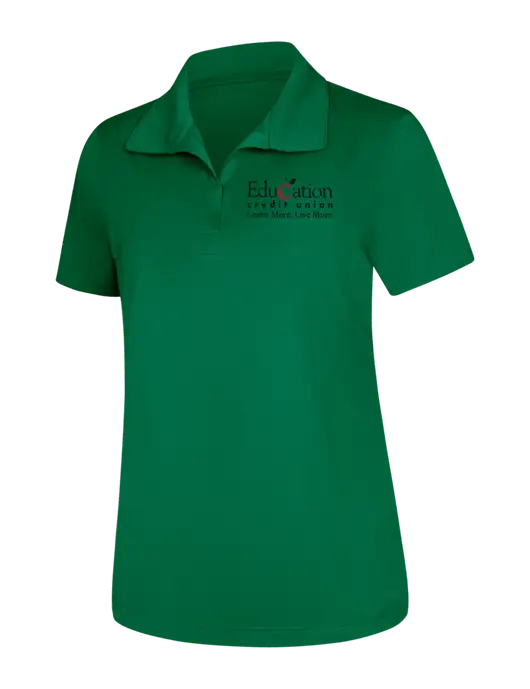 Womens Kelly Green Micropique Sport-Wick Polo w/Education Credit Union Logo