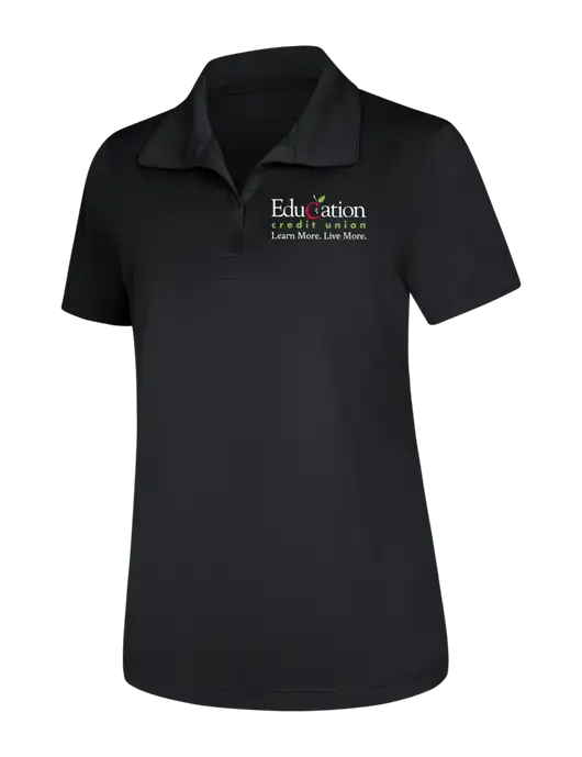 Womens Black Micropique Sport-Wick Polo w/Education Credit Union Logo