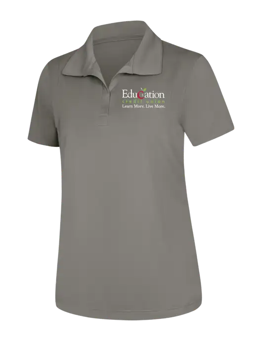 Womens Medium Grey Micropique Sport-Wick Polo w/Education Credit Union Logo