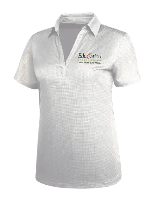 White Womens Performance Fine Jacquard Polo w/Education Credit Union Logo