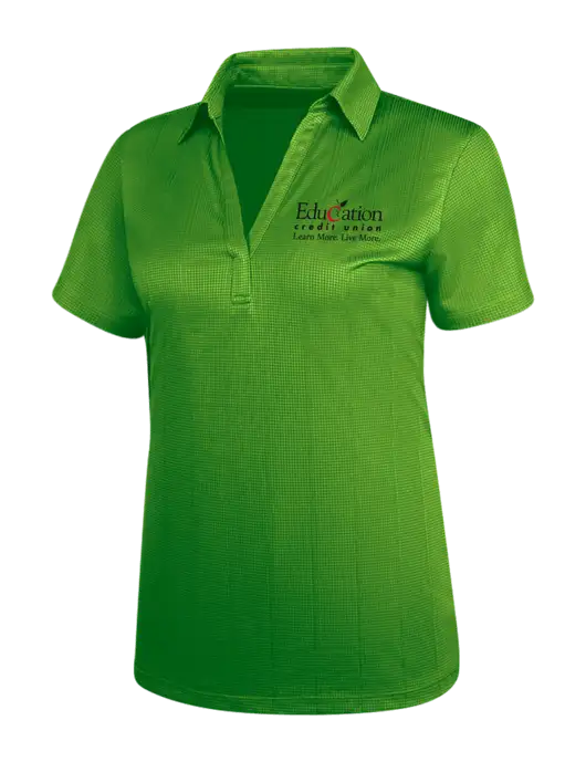 Kelly Green Womens Performance Fine Jacquard Polo w/Education Credit Union Logo