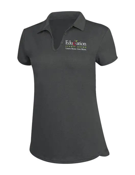Womens Charcoal Trace Heather Polo w/Education Credit Union Logo