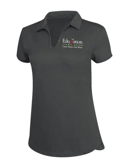 Womens Charcoal Trace Heather Polo w/Education Credit Union Logo