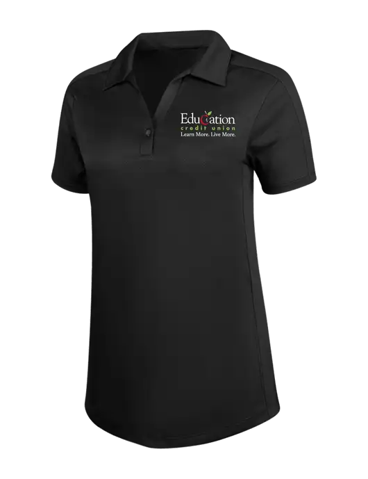 Womens Black Diamond Jacquard Polo w/Education Credit Union Logo