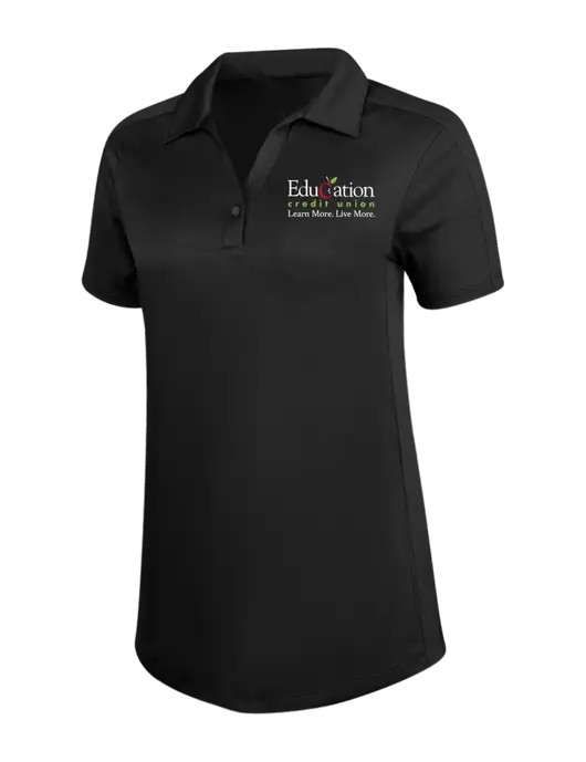 Womens Black Diamond Jacquard Polo w/Education Credit Union Logo