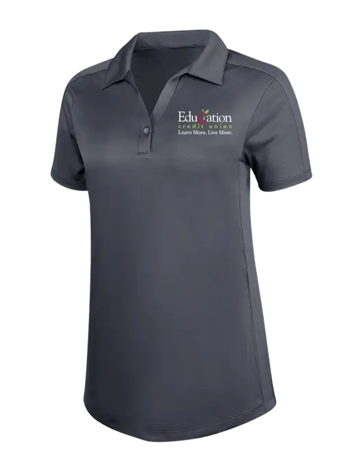 Womens Dark Grey Diamond Jacquard Polo w/Education Credit Union Logo