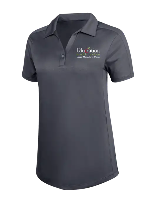Womens Dark Grey Diamond Jacquard Polo w/Education Credit Union Logo