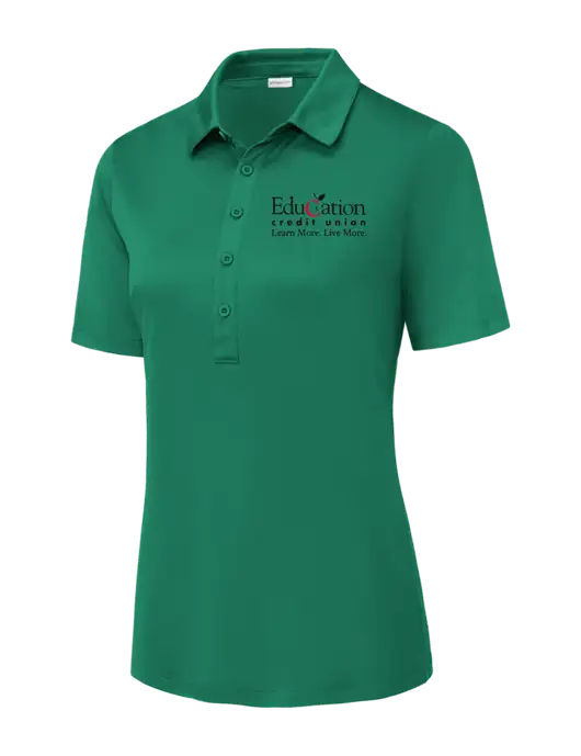 Kelly Green Womens Posi-UV Pro Polo w/Education Credit Union Logo