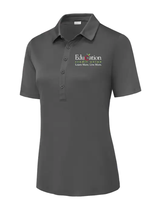 Dark Smoke Grey Womens Posi-UV Pro Polo w/Education Credit Union Logo