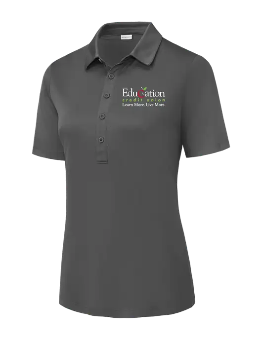 Dark Smoke Grey Womens Posi-UV Pro Polo w/Education Credit Union Logo