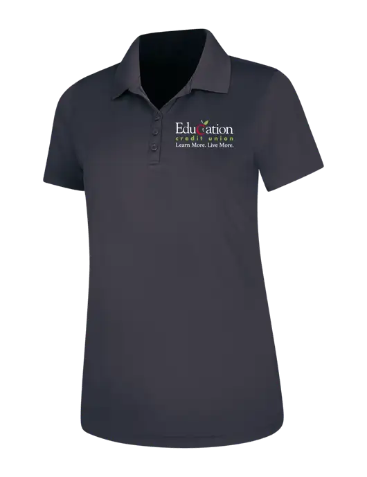 Dark Grey Womens Dry Zone UV Mesh Polo w/Education Credit Union Logo