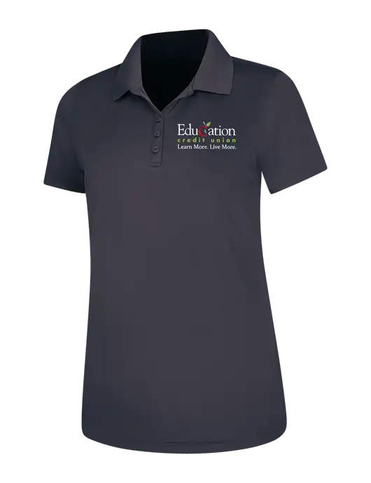 Dark Grey Womens Dry Zone UV Mesh Polo w/Education Credit Union Logo