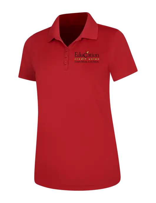 Red Womens Dry Zone UV Mesh Polo w/Education Credit Union Logo