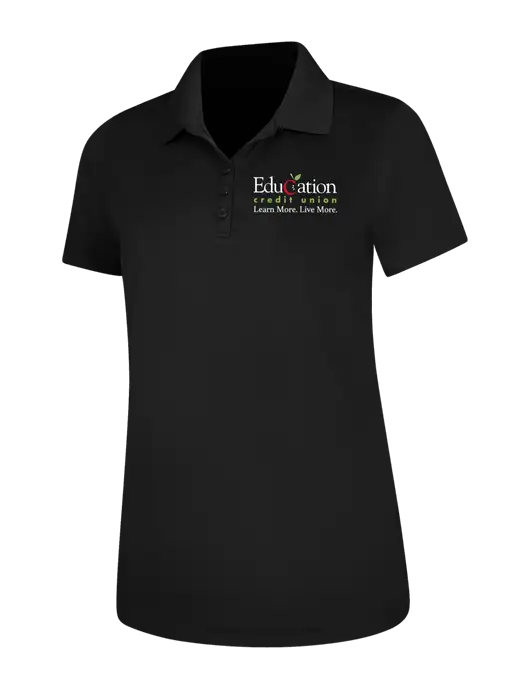 Black Womens Dry Zone UV Mesh Polo w/Education Credit Union Logo