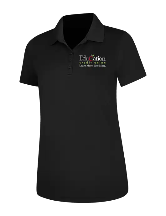 Black Womens Dry Zone UV Mesh Polo w/Education Credit Union Logo