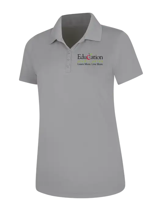 Light Grey Womens Dry Zone UV Mesh Polo w/Education Credit Union Logo