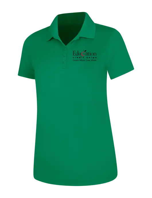Kelly Green Womens Dry Zone UV Mesh Polo w/Education Credit Union Logo