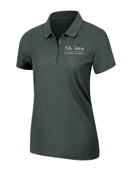 Dark Grey Womens Core Classic Pique Polo w/Education Credit Union Logo