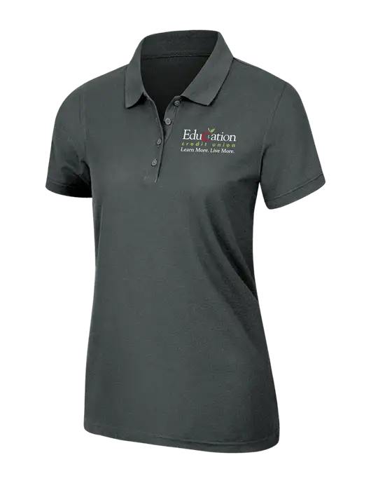 Dark Grey Womens Core Classic Pique Polo w/Education Credit Union Logo