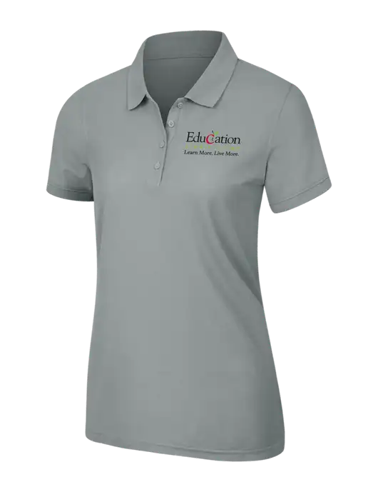 Light Grey Womens Core Classic Pique Polo w/Education Credit Union Logo