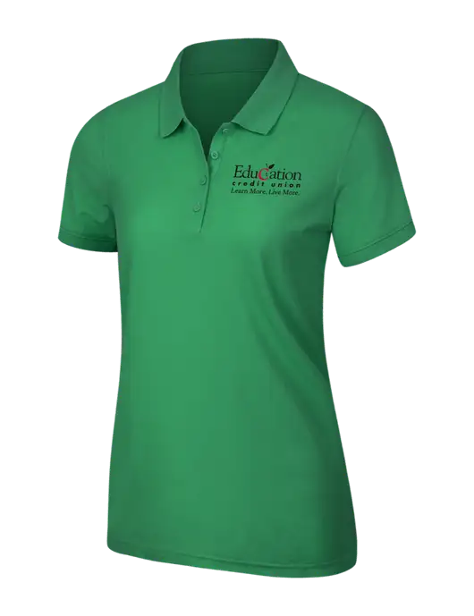 Kelly Green Womens Core Classic Pique Polo w/Education Credit Union Logo