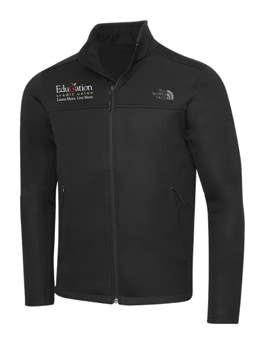 North Face Black Ridgewall Soft Shell Jacket w/Education Credit Union Logo