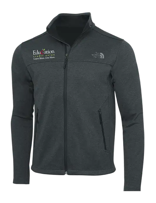 North Face Dark Grey Heather Ridgewall Soft Shell Jacket w/Education Credit Union Logo