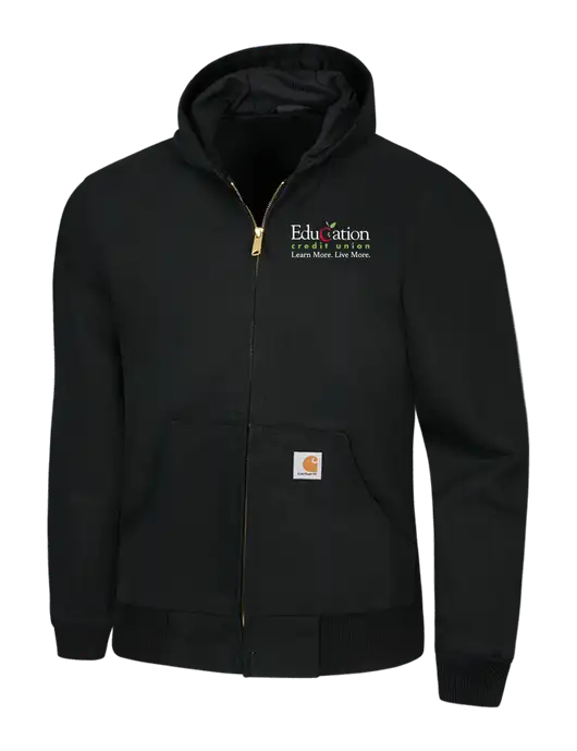Carhartt Black Thermal Lined Duck Active Jacket w/Education Credit Union Logo