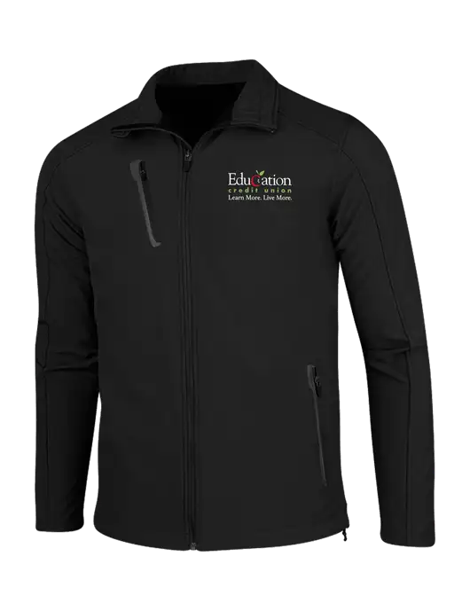Black Welded Softshell Jacket w/Education Credit Union Logo