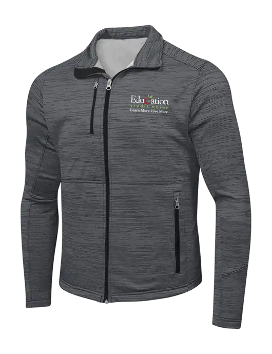 Dark Grey Digi Stripe Fleece Jacket w/Education Credit Union Logo
