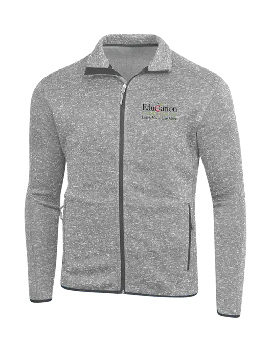 Grey Heather Sweater Fleece Jacket w/Education Credit Union Logo