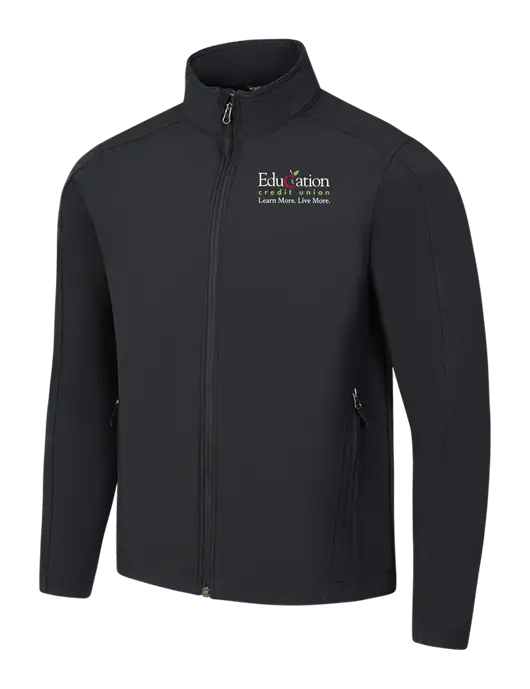 Black Core Soft Shell Jacket w/Education Credit Union Logo