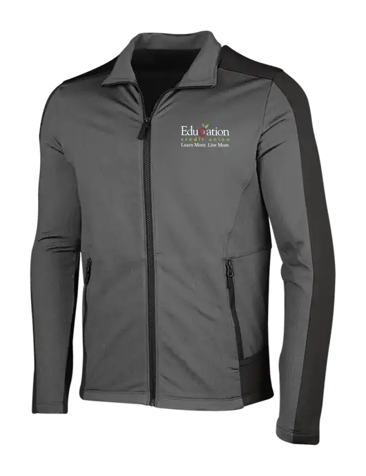 Medium Grey Heather Grid Fleece Jacket w/Education Credit Union Logo