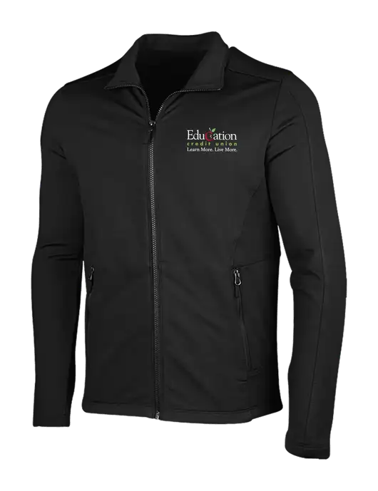 Deep Black Grid Fleece Jacket w/Education Credit Union Logo