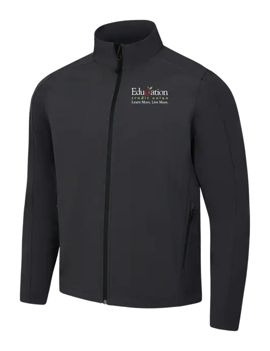 Black Charcoal Heather Core Soft Shell Jacket w/Education Credit Union Logo