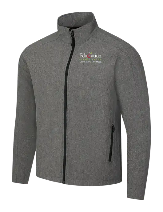 Medium Grey Heather Core Soft Shell Jacket w/Education Credit Union Logo
