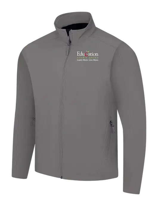 Medium Grey Core Soft Shell Jacket w/Education Credit Union Logo