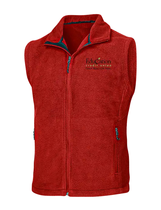 Red Fleece Vest w/Education Credit Union Logo