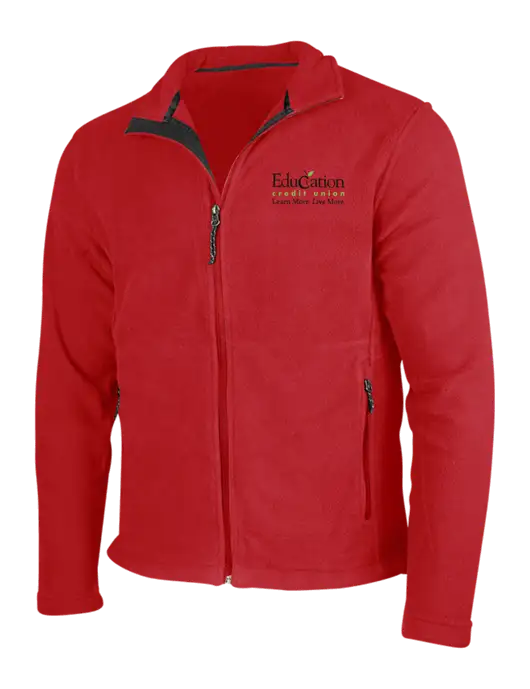 Red Fleece Jacket w/Education Credit Union Logo