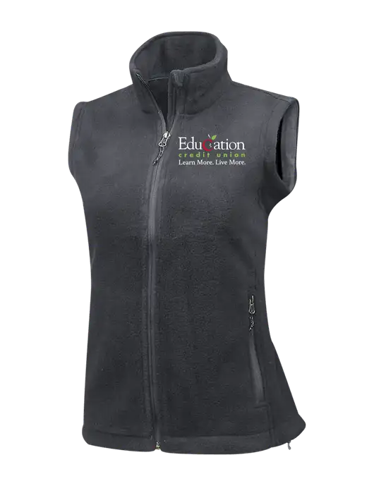 Medium Grey Womens Fleece Vest w/Education Credit Union Logo