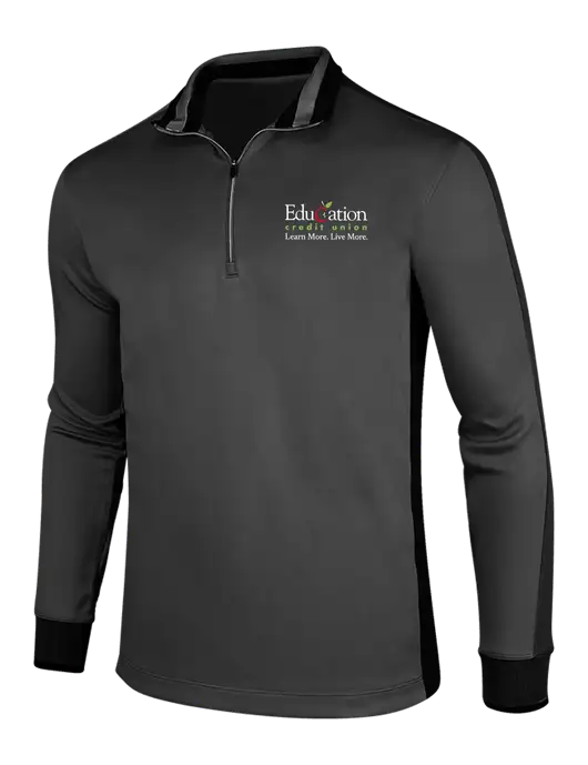 NIKE Anthracite Heather/Black Dry-Fit 1/2 Zip Cover-Up w/Education Credit Union Logo