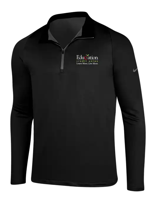 NIKE Black/Dark Grey Dry-Fit Stretch 1/2 Zip Cover-Up w/Education Credit Union Logo